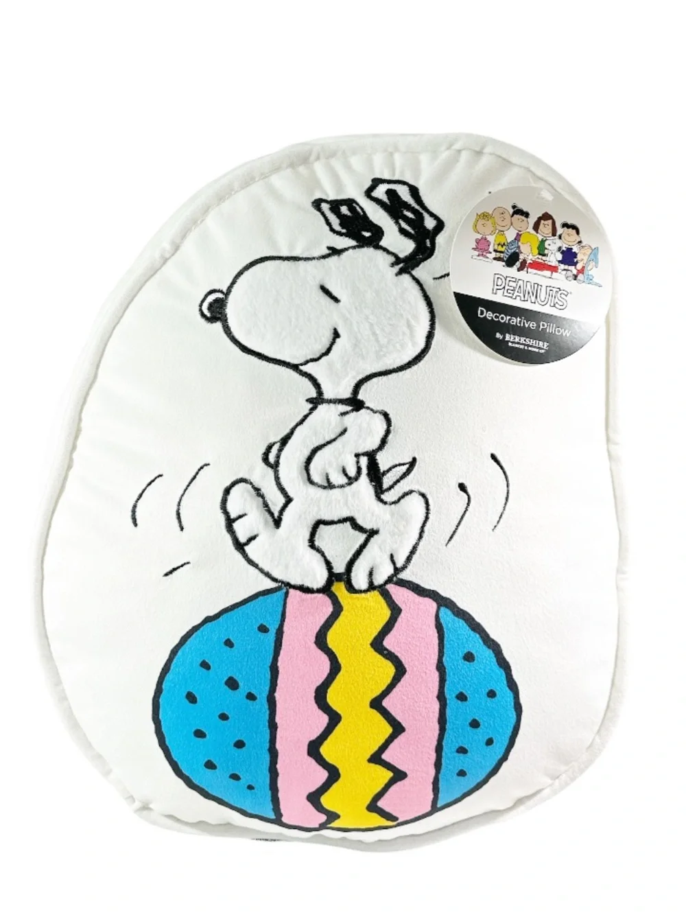 NEW Peanuts SNOOPY EASTER WHITE PILLOW with Multicolor Egg🐣